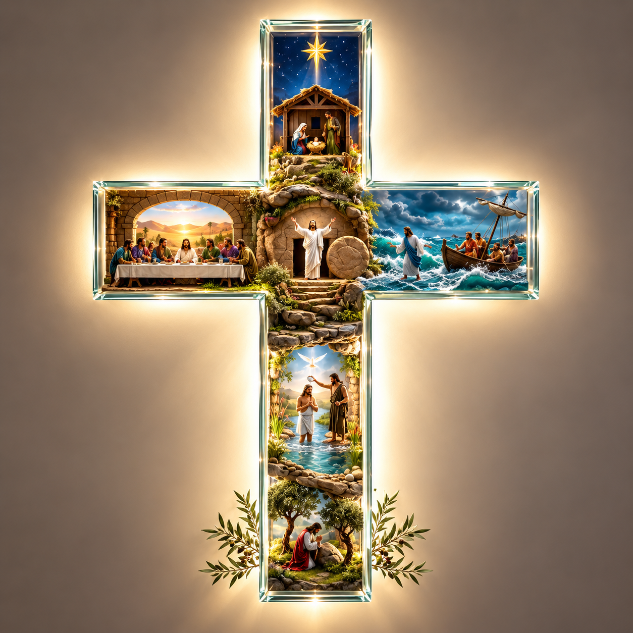 JesusCross illuminated cross with scenes from the life of Jesus